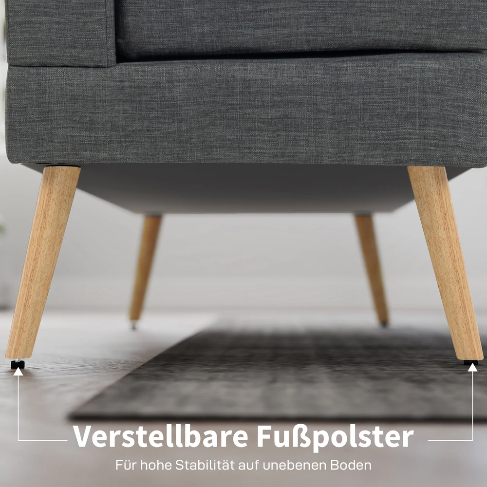 Aosom 2 vietų sofa, tamsiai pilka, 118 x 68 x 90 cm