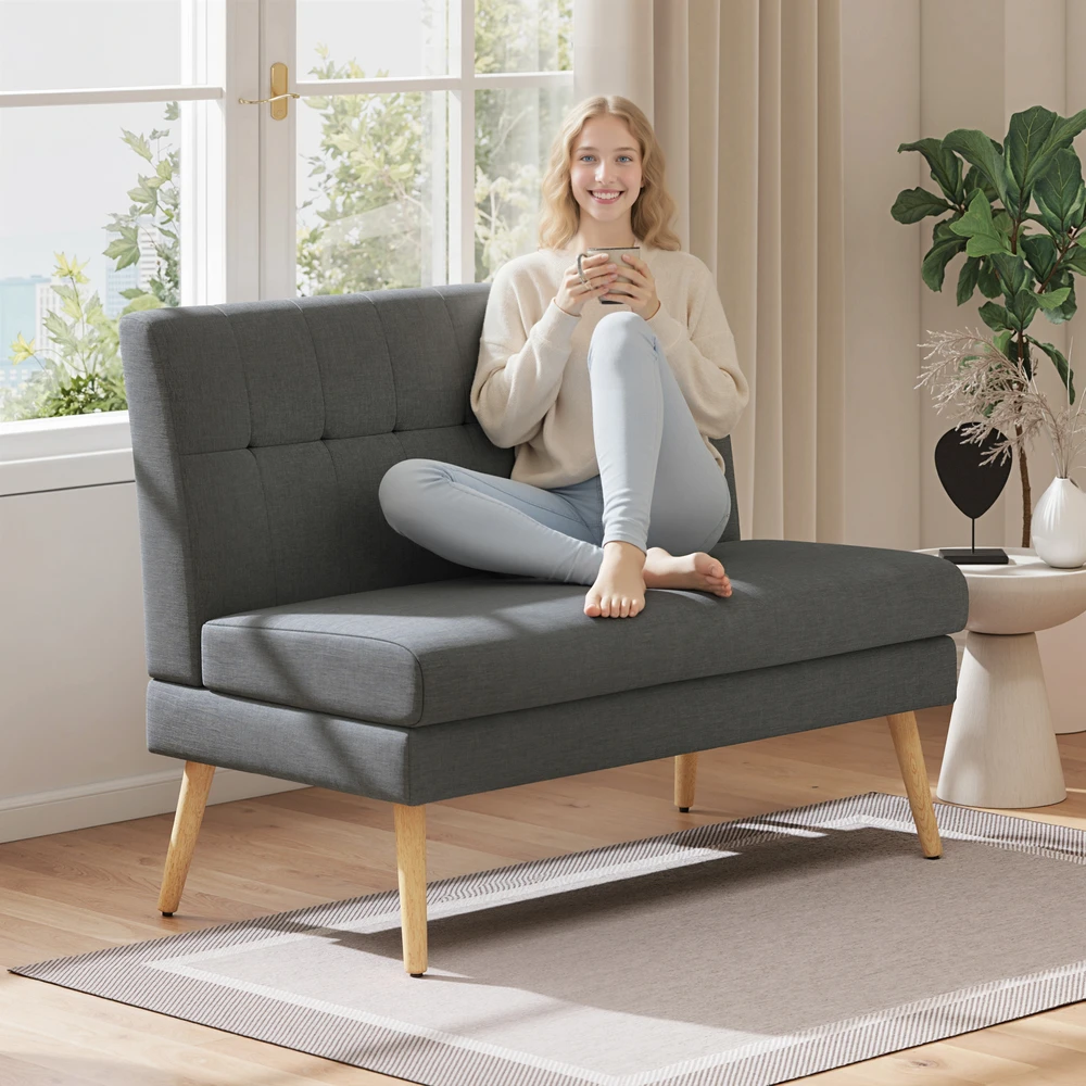 Aosom 2 vietų sofa, tamsiai pilka, 118 x 68 x 90 cm