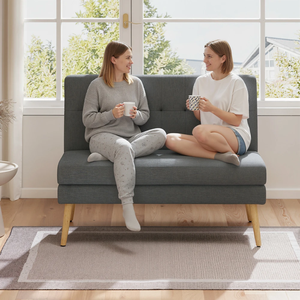 Aosom 2 vietų sofa, tamsiai pilka, 118 x 68 x 90 cm