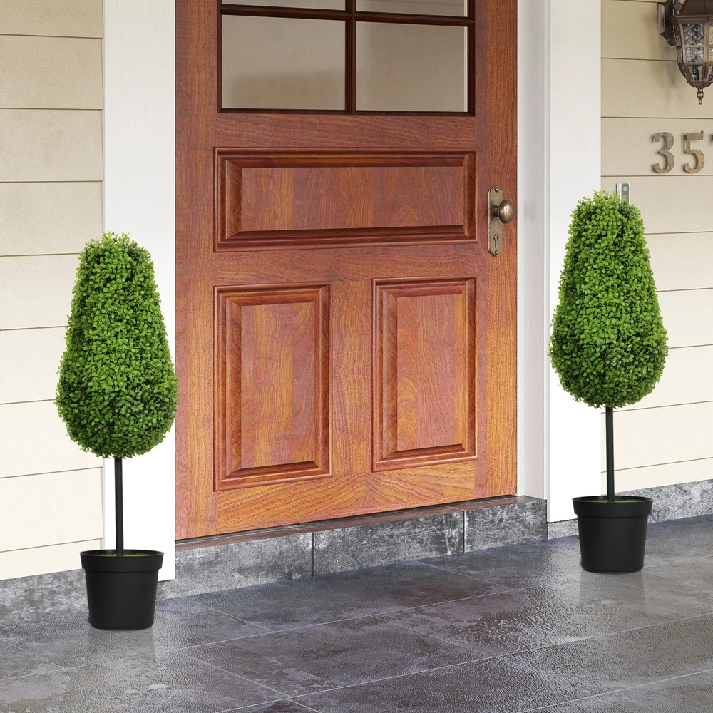 Aosom 2 vnt dirbtinių buksmedžio augalų rinkinys, 90 cm, žalias