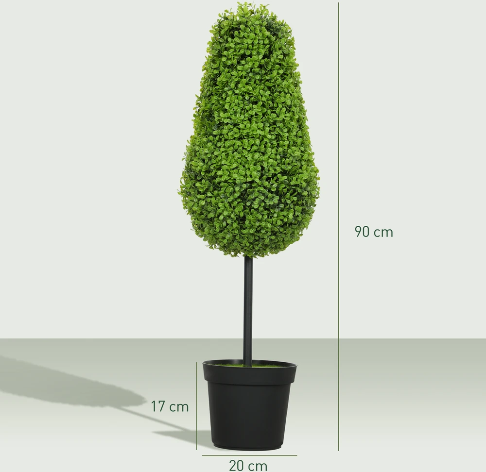 Aosom 2 vnt dirbtinių buksmedžio augalų rinkinys, 90 cm, žalias