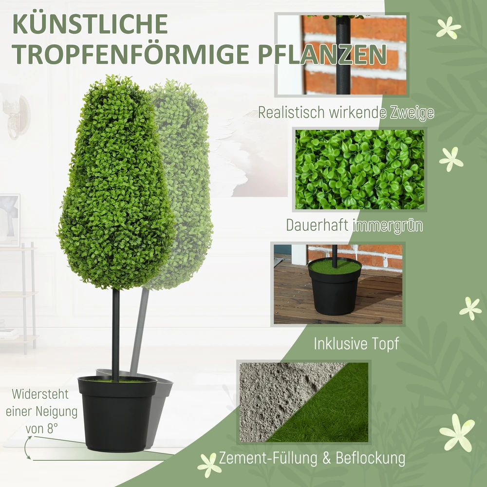 Aosom 2 vnt dirbtinių buksmedžio augalų rinkinys, 90 cm, žalias