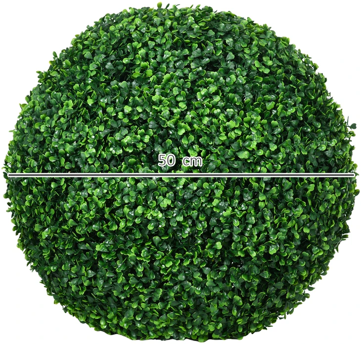 Aosom 2 vnt dirbtinių buksmedžio rutulių rinkinys, žalia, Ø 50 cm