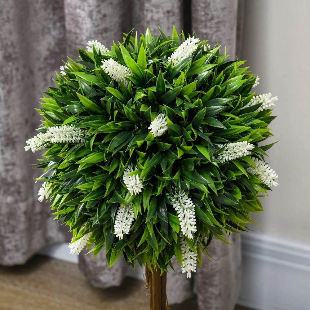 Aosom 2 vnt dirbtinių levandų medelių rinkinys, 60 cm, baltas
