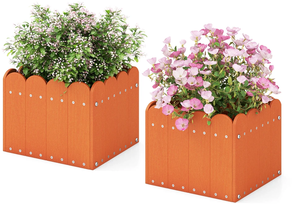Promotion 2 vnt kvadratiniai vazonai su drenažo plyšiais oranžiniai