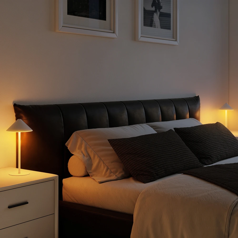 Aosom 2 vnt. LED stalinė lempa su USB kabeliu, jutikliniu jungikliu, metalinė, balta