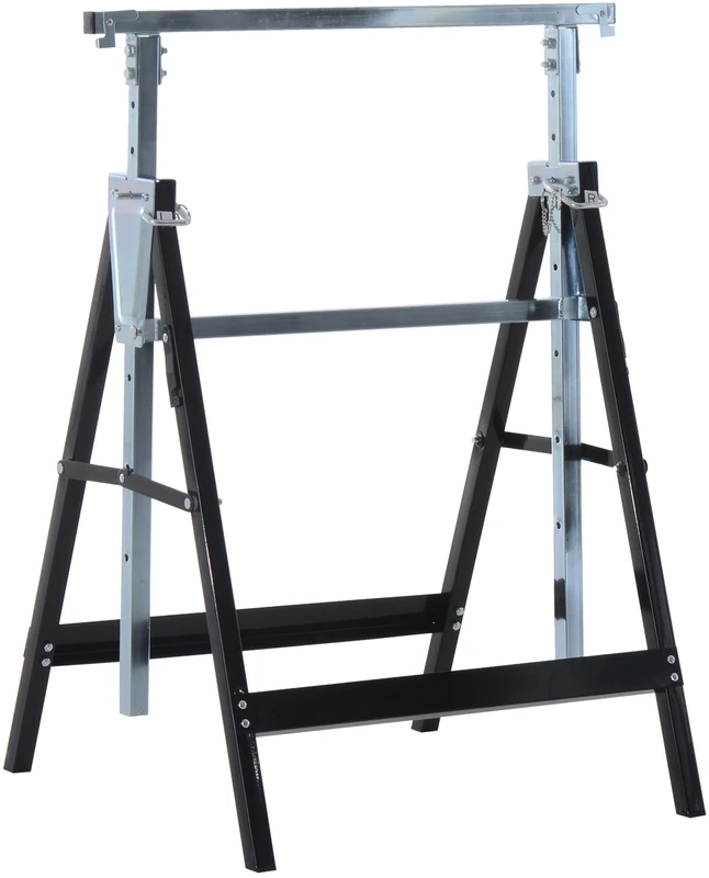 Aosom 2 vnt reguliuojamų pastolių atramų rinkinys, plienas Q195, juodas, 68 x 58 x 80-130 cm