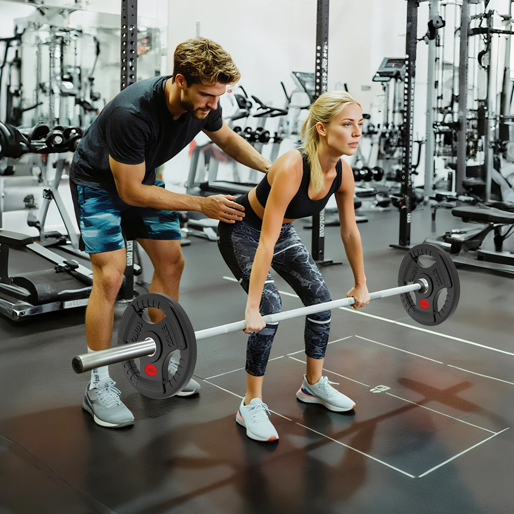 Aosom 2 vnt. svorių diskų rinkinys, 2 x 10 kg, 5 cm štangai, juodas