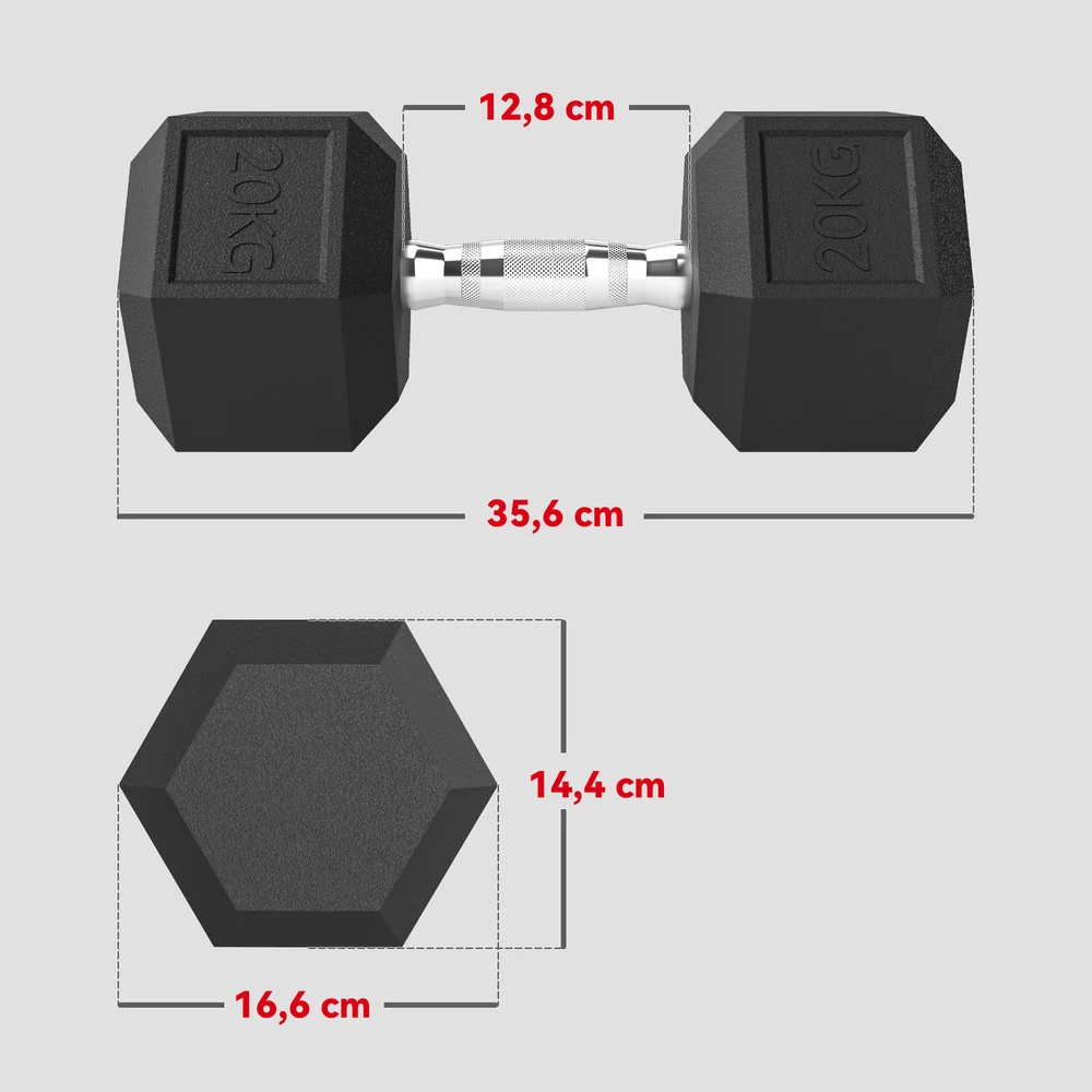 Aosom 20 kg hantelis su gumuotu paviršiumi, juodas, metalas ir guma