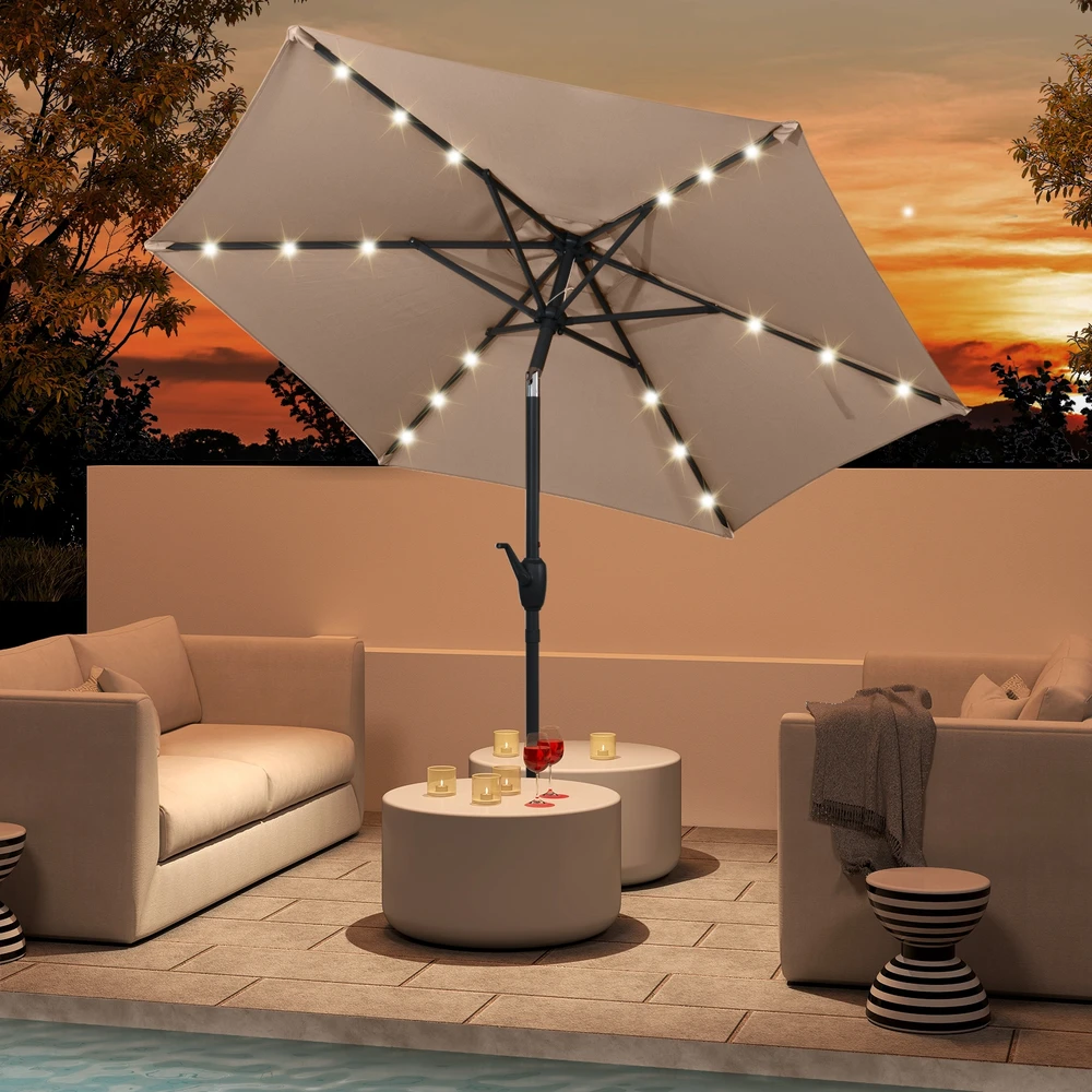 Promotion 230 cm skėtis su LED saulės apšvietimu