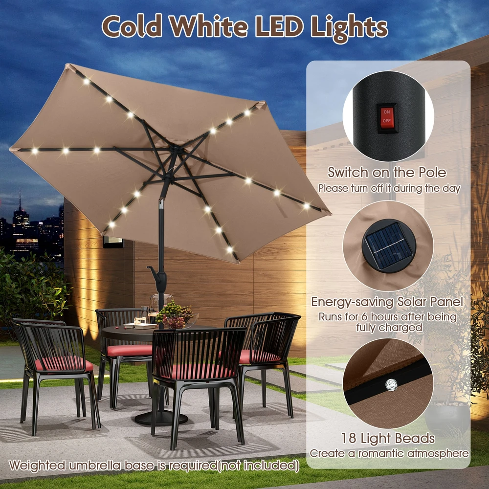 Promotion 230 cm skėtis su LED saulės apšvietimu