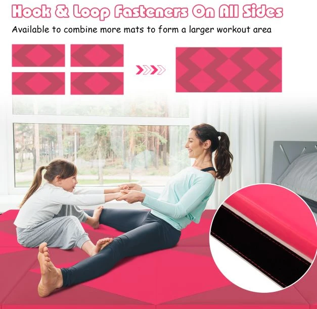 Promotion 240cm PU odos sulankstomas gimnastikos kilimėlis rožinis