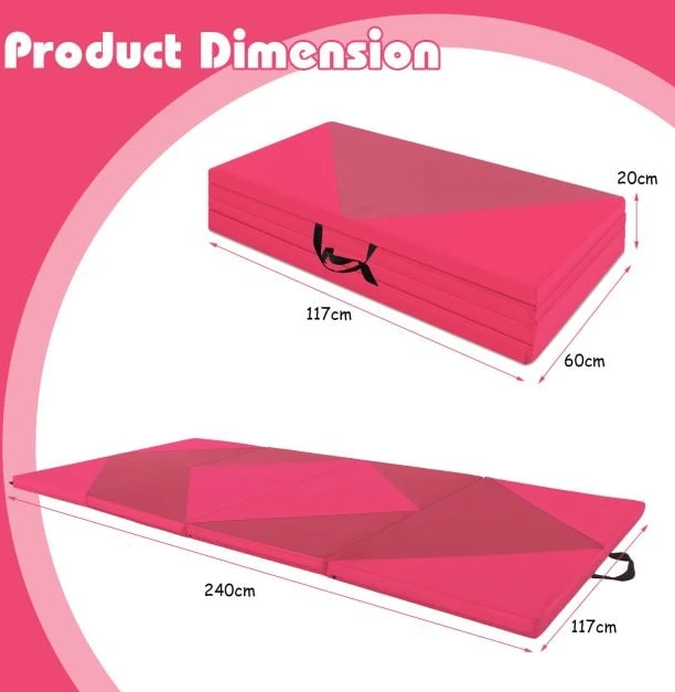 Promotion 240cm PU odos sulankstomas gimnastikos kilimėlis rožinis