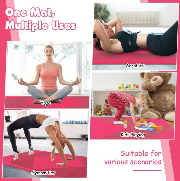 Promotion 240cm PU odos sulankstomas gimnastikos kilimėlis rožinis