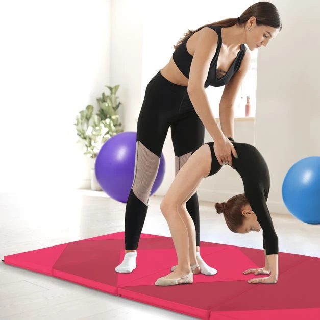 Promotion 240cm PU odos sulankstomas gimnastikos kilimėlis rožinis