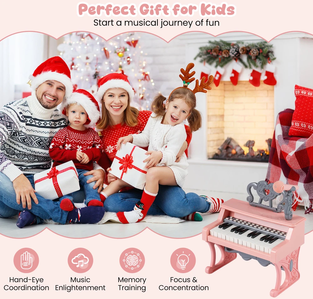 Promotion 25 Klavišų Mini Pianinas Vaikams su Mikrofonu