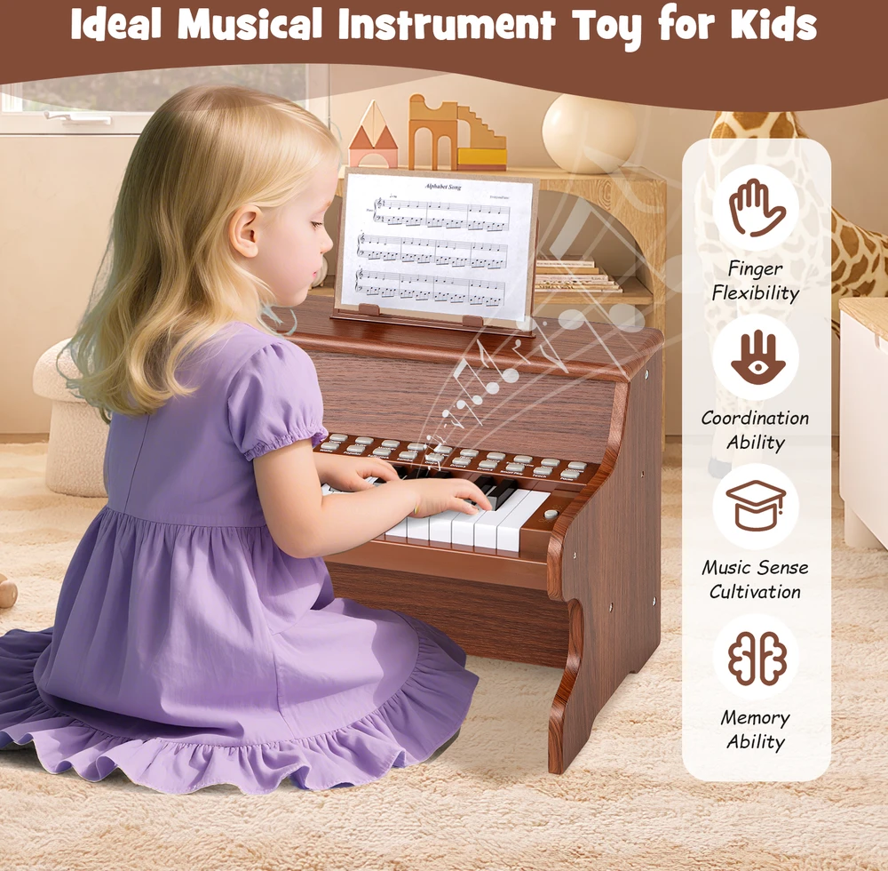 Promotion 25 klavišų vaikų mini skaitmeninis pianinas rudas