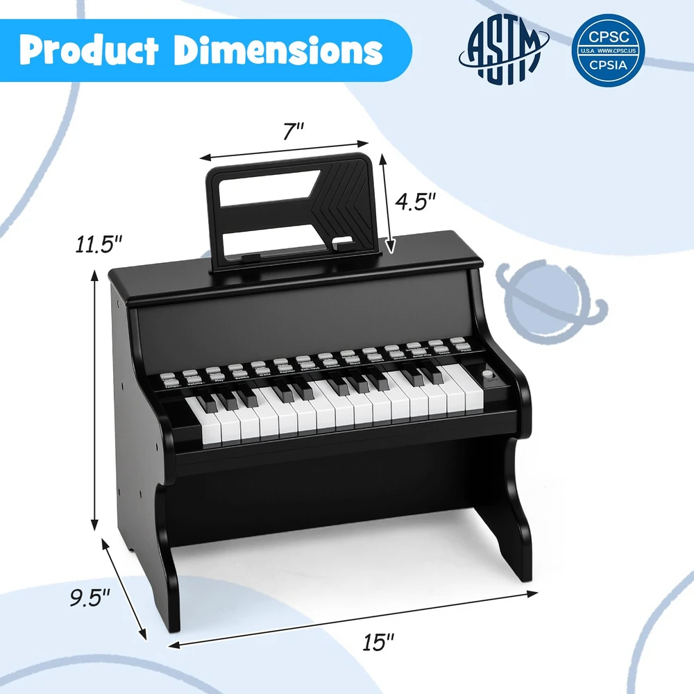 Promotion 25 klavišų vaikų mini skaitmeninis pianinas juodas