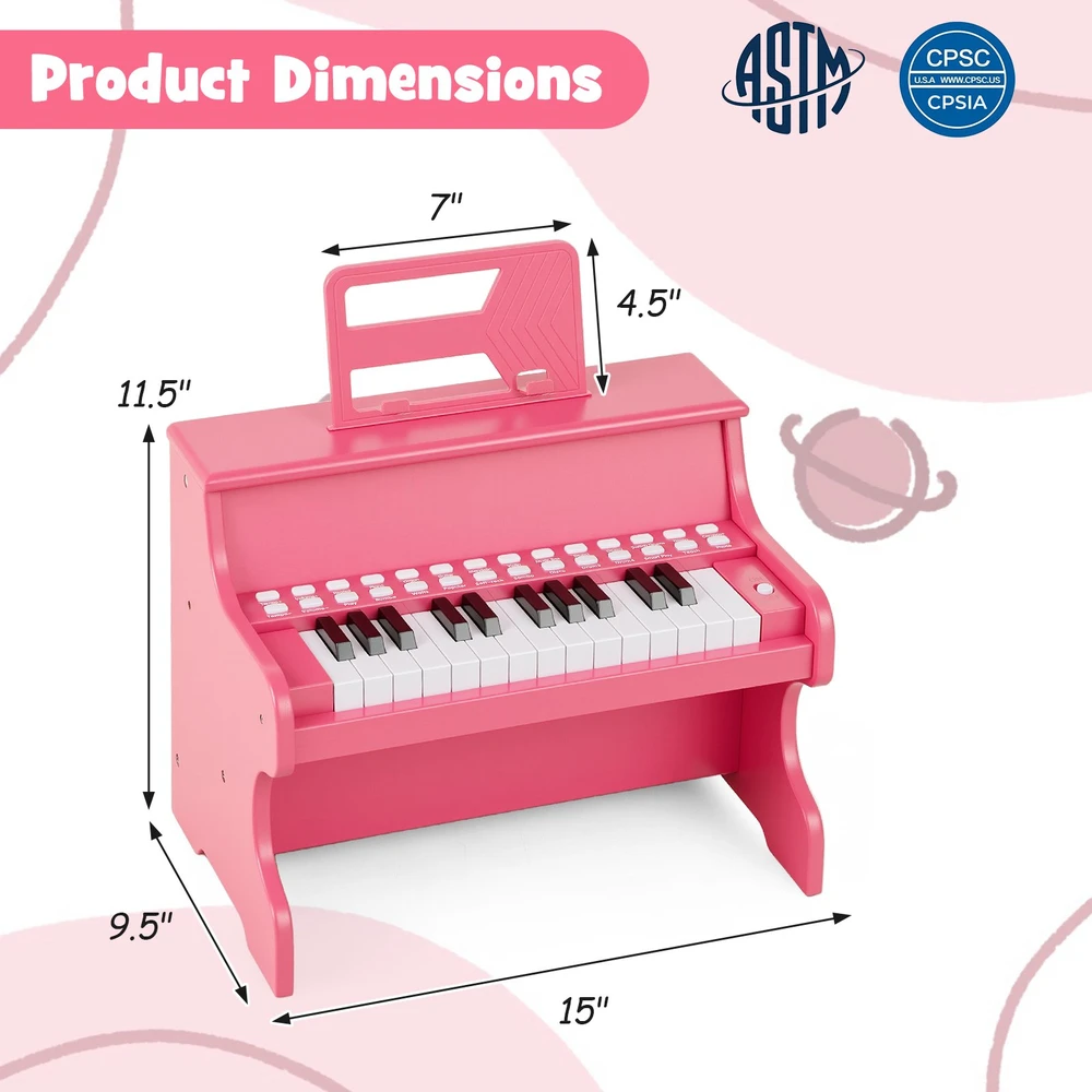 Promotion 25 klavišų vaikų mini skaitmeninis pianinas rožinis