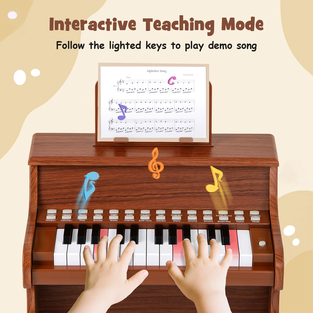 Promotion 25 klavišų vaikų mini skaitmeninis pianinas rudas