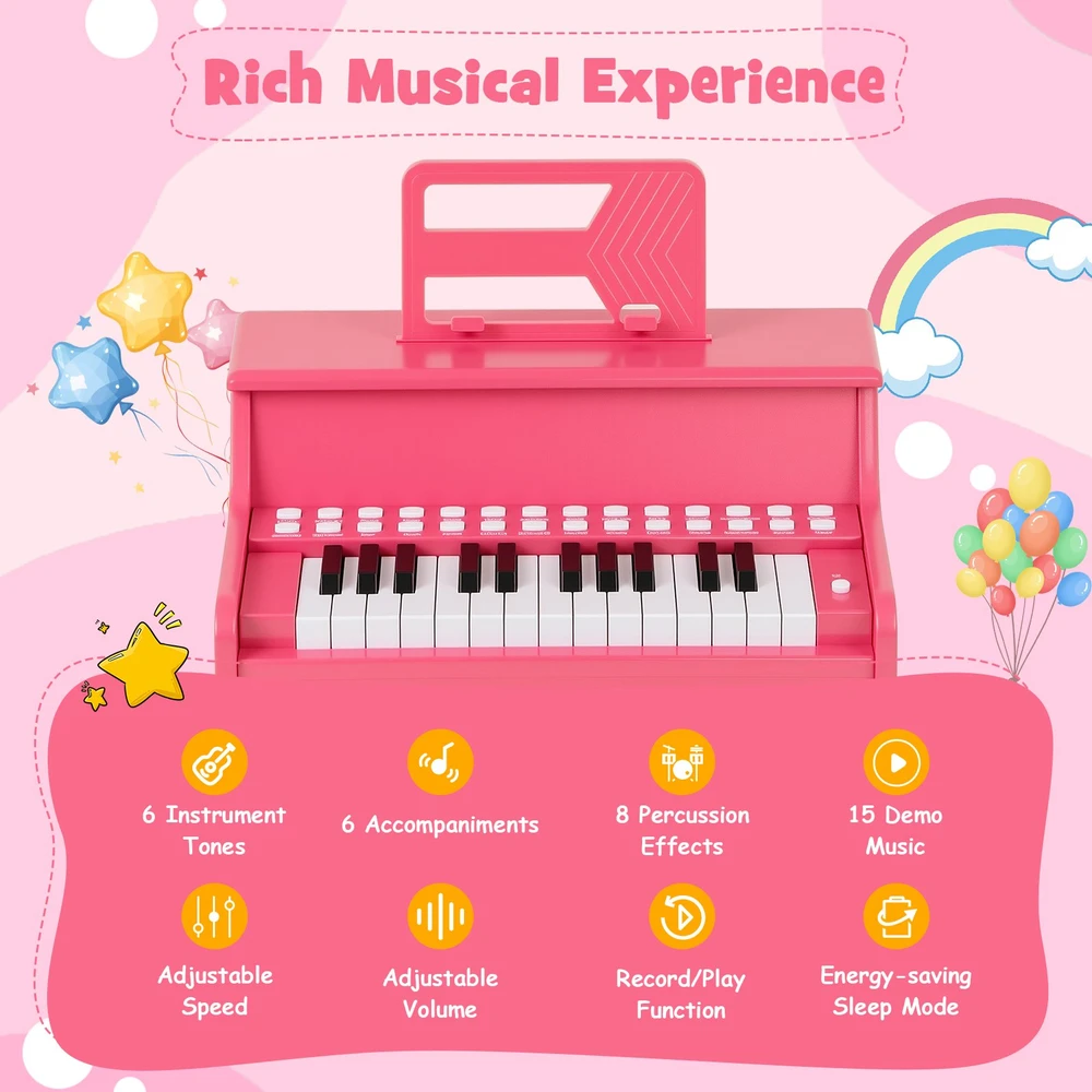 Promotion 25 klavišų vaikų mini skaitmeninis pianinas rožinis