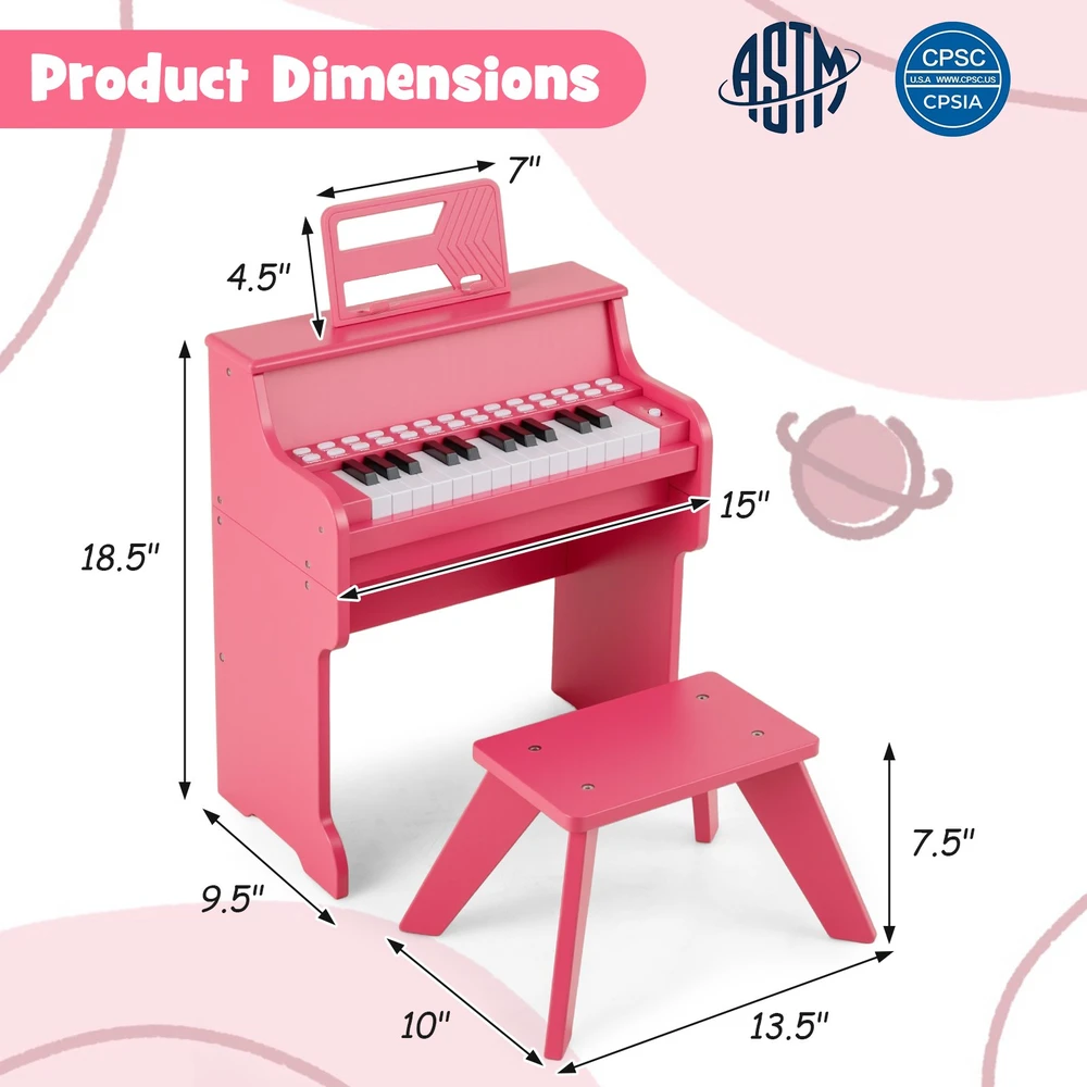 Promotion 25 klavišų vaikų pianinas rožinis