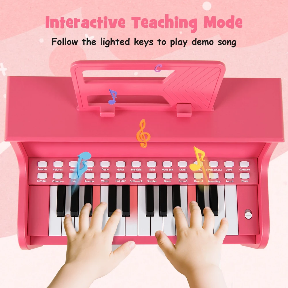 Promotion 25 klavišų vaikų pianinas rožinis