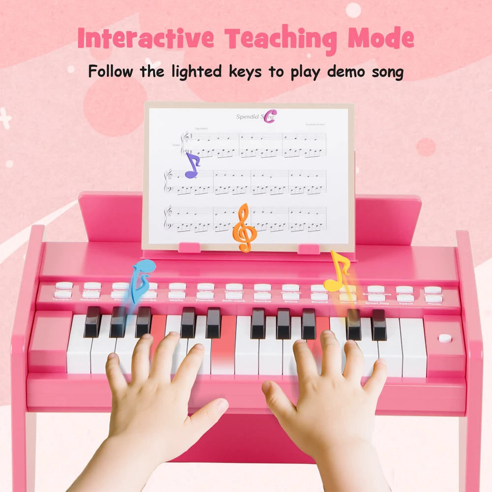Promotion 25 klavišų vaikų pianinas rožinis
