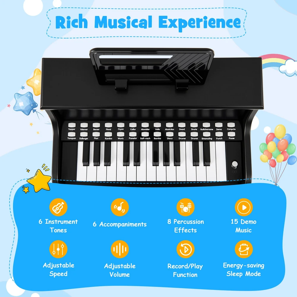 Promotion 25 klavišų vaikų pianinas rudas