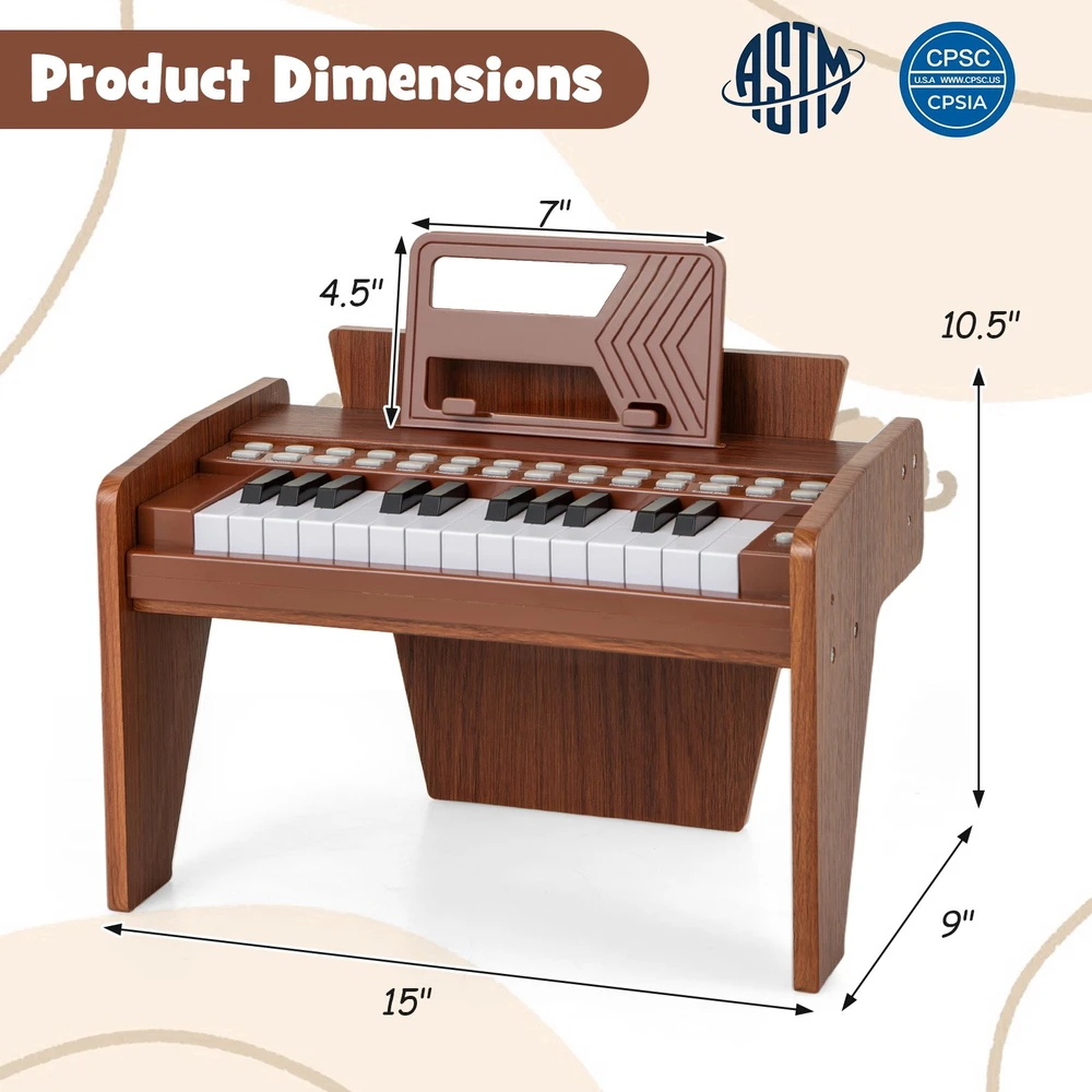 Promotion 25 klavišų vaikų pianinas rudas