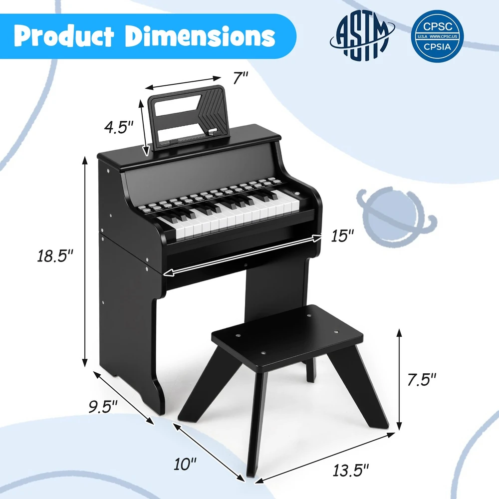 Promotion 25 klavišų vaikų pianinas rudas