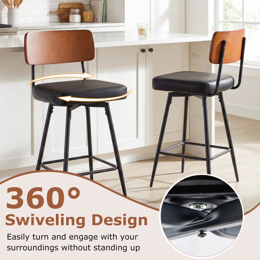 Promotion 27" Paminkštinti Baro Kėdės 2 vnt., Juodos