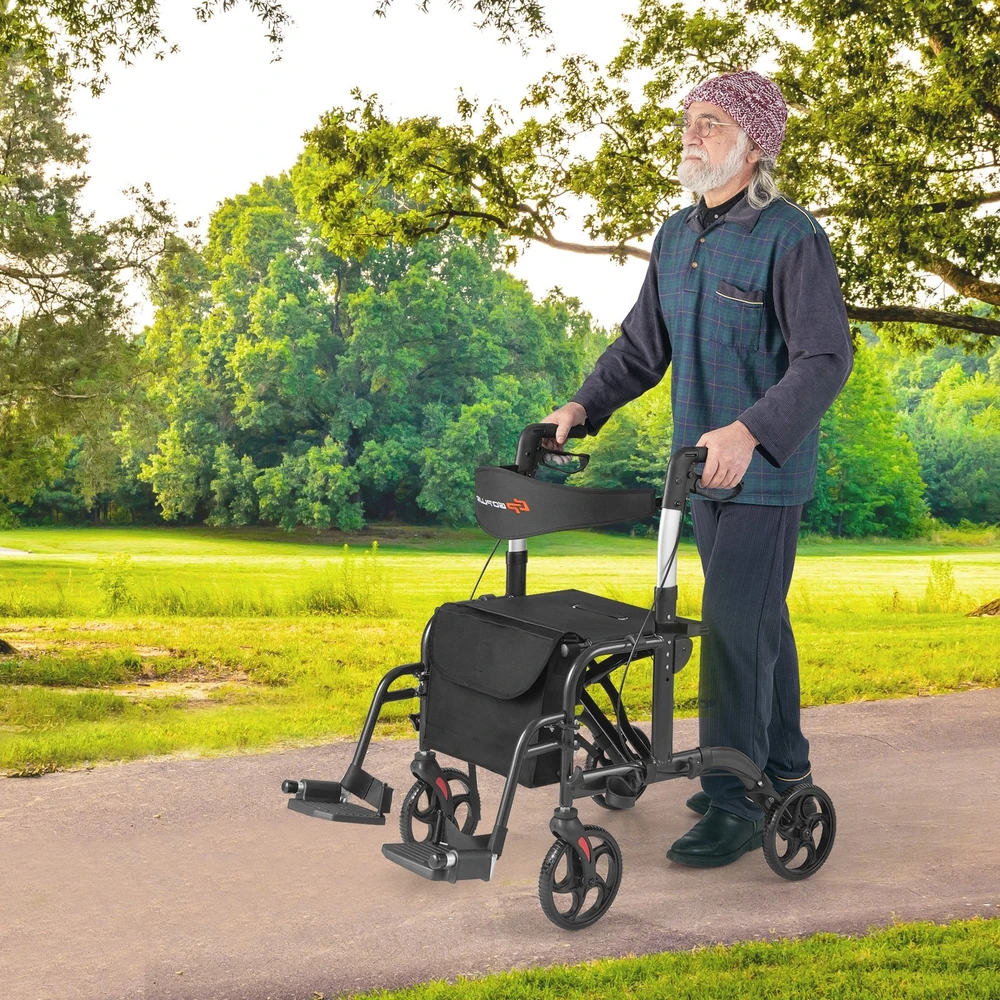 Promotion 2in1 reguliuojamas rankenos sulankstomas vaikštynė juoda