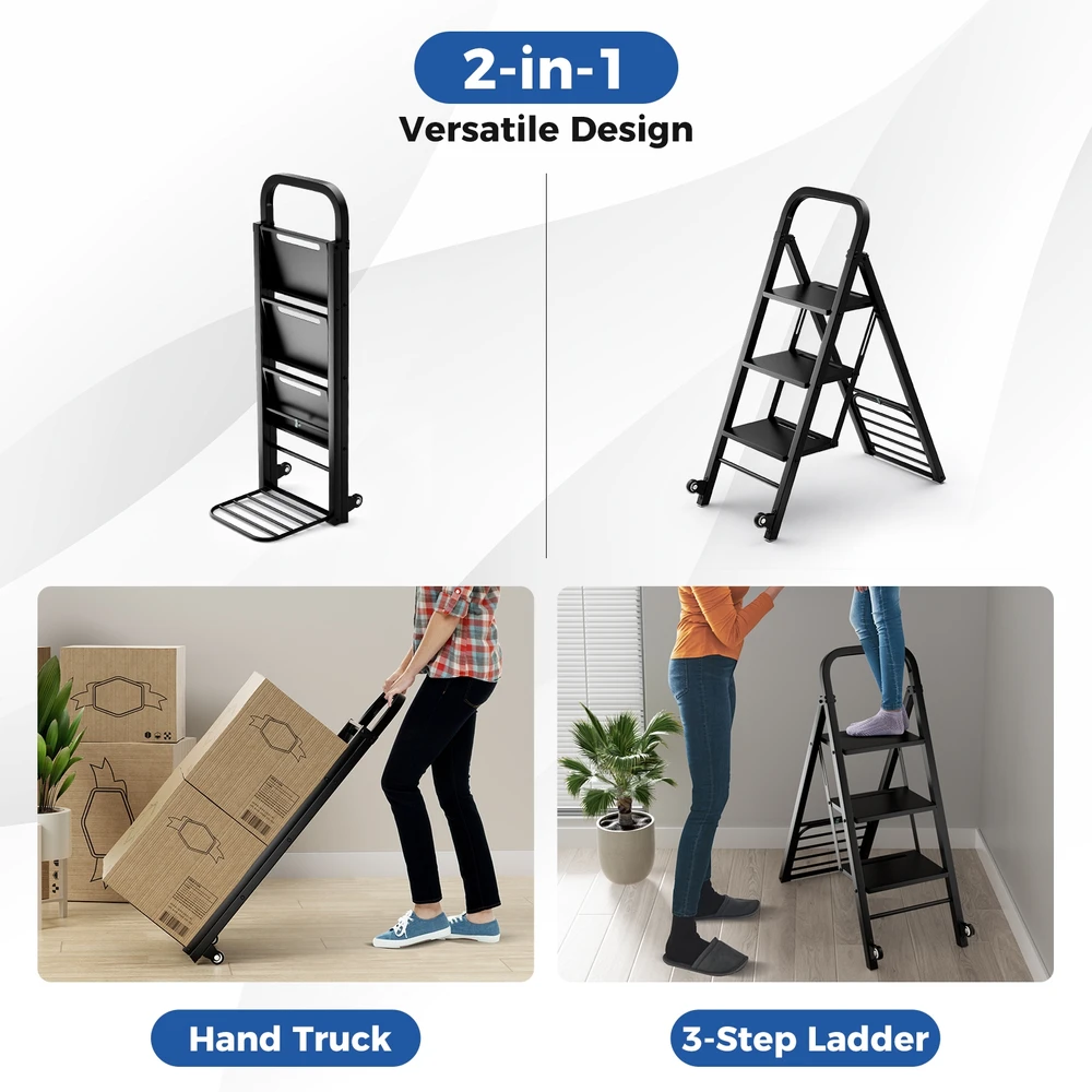 Promotion 2in1 vežimėlis ir kopėčios su guminiais ratais