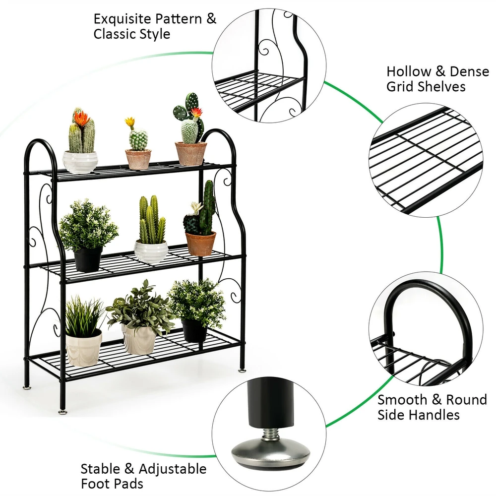 Promotion 3 aukštų metalinis augalų stovas balkonei