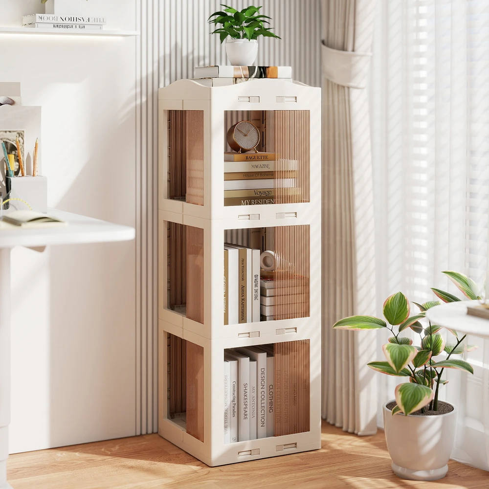 Promotion 3 aukštų sulankstoma besisukanti knygų lentyna, balta