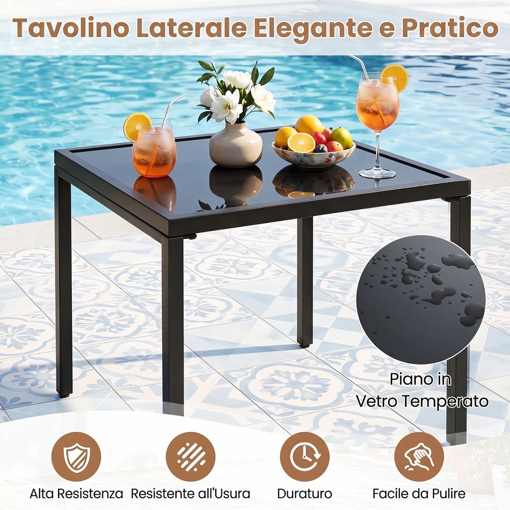 Promotion 3 dalių balkono baldų komplektas su 2 vietų sofa, L formos sofa ir kavos staliuku, pilkas