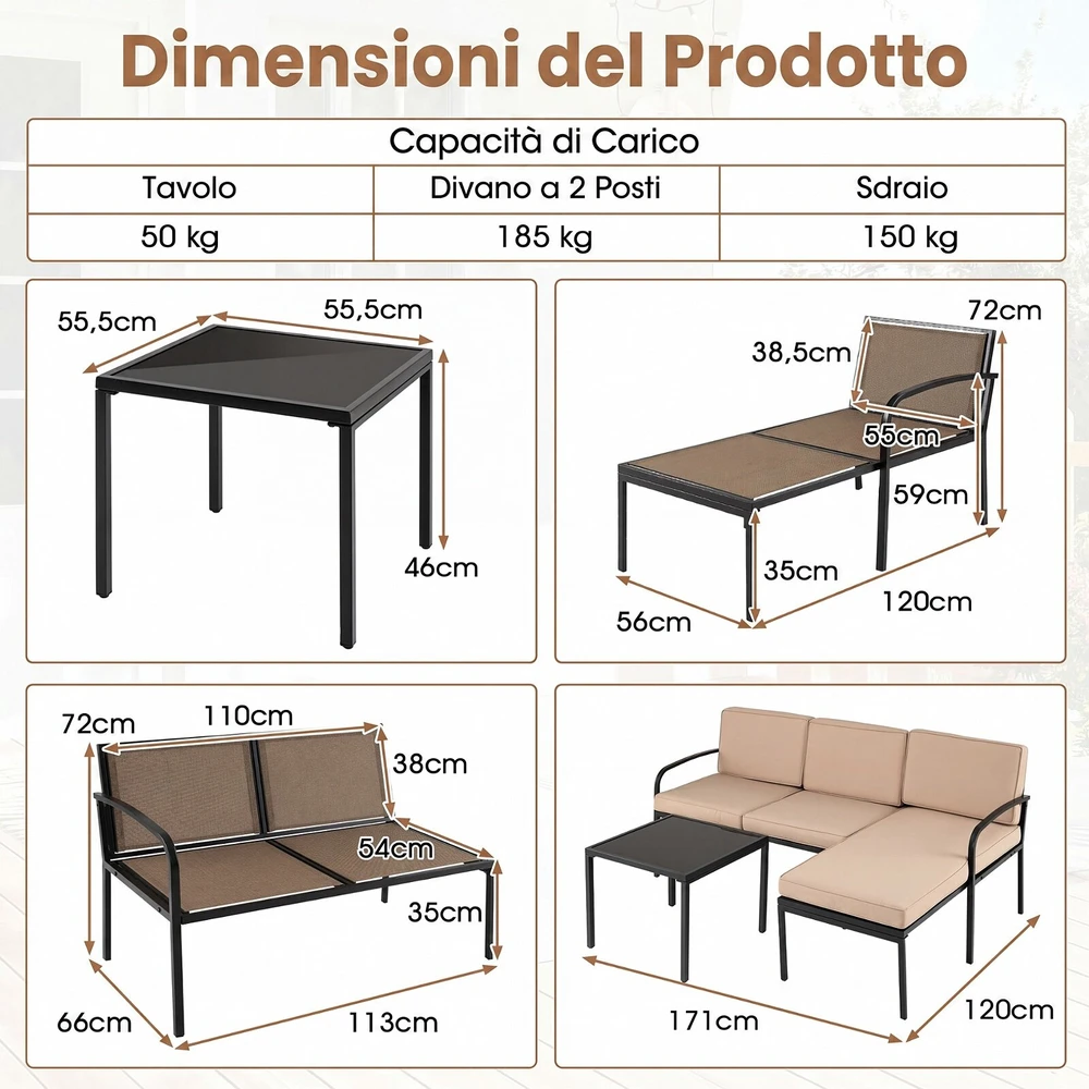 Promotion 3 dalių balkono baldų komplektas su 2 vietų sofa, L formos sofa ir kavos staliuku, pilkas