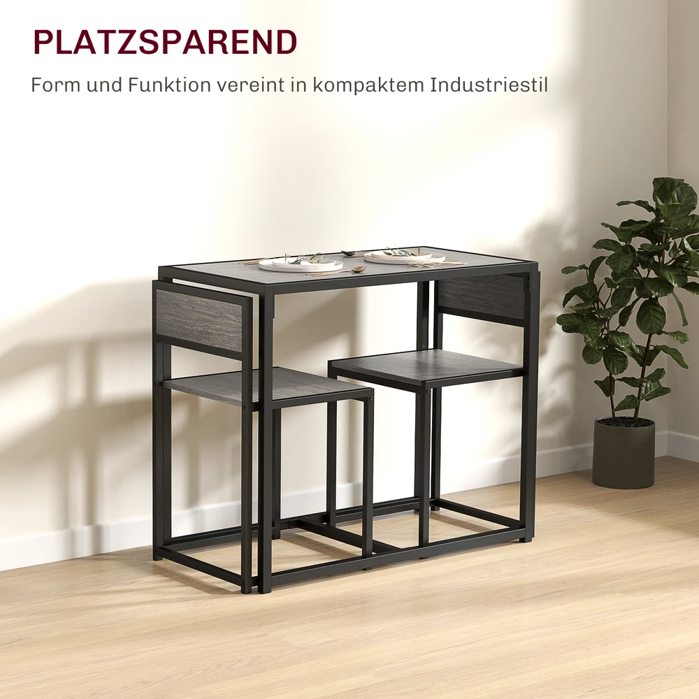 Aosom 3 dalių baro stalo komplektas, pilkas, 90 x 47 x 76 cm