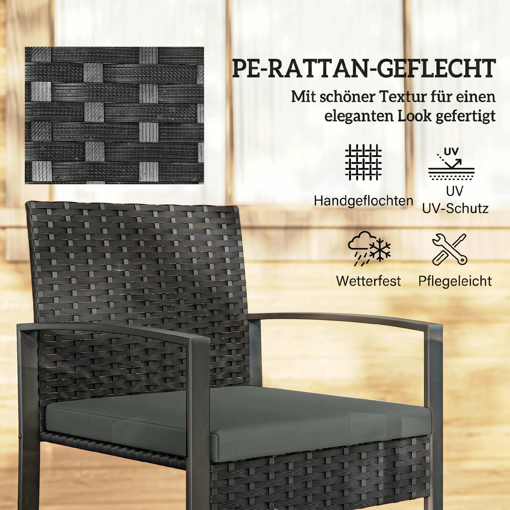 Lauko baldų komplektas Aosom 3 dalių bistro komplektas, 2 kėdės ir staliukas, tamsiai pilkas