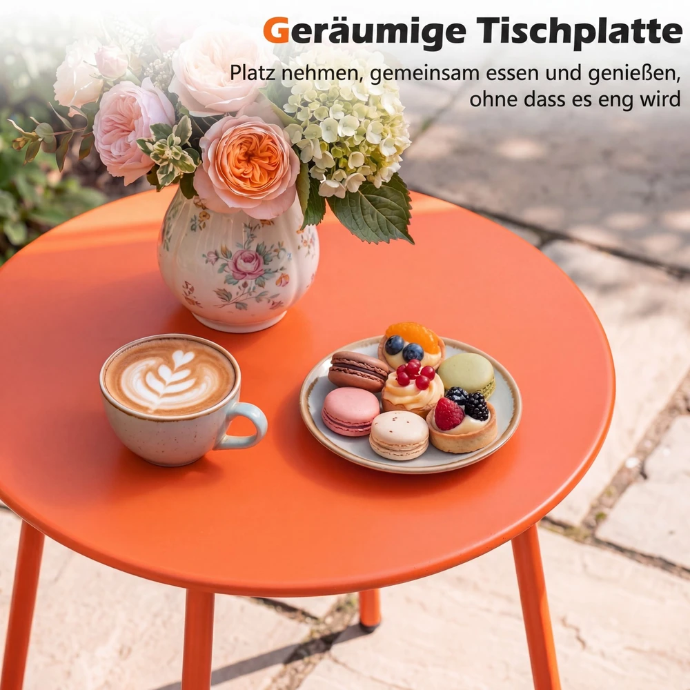 Promotion 3 dalių lauko baldų komplektas, oranžinis, 2 kėdės ir šoninis staliukas