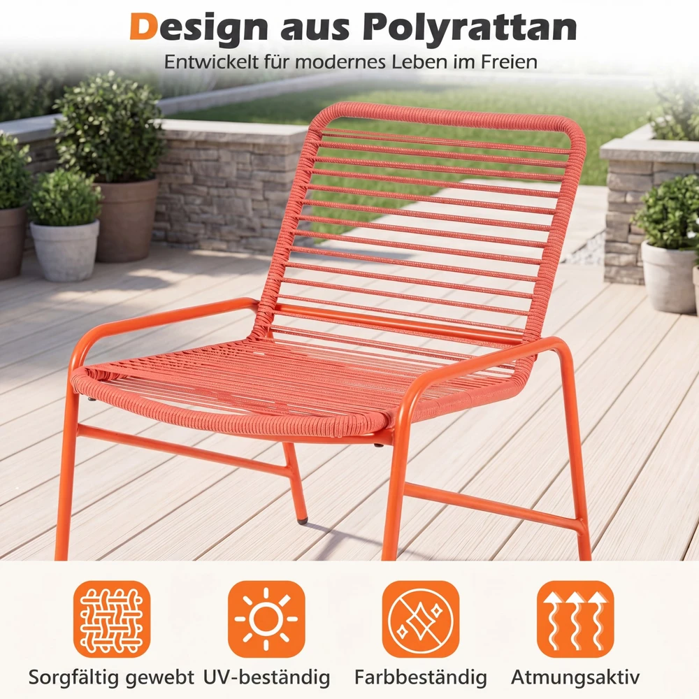 Promotion 3 dalių lauko baldų komplektas, oranžinis, 2 kėdės ir šoninis staliukas