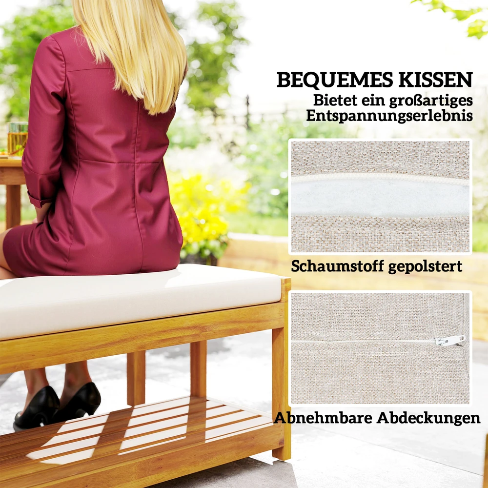Lauko baldų komplektas Aosom 3 dalių sodo baldų komplektas, stalas su skyle skėčiui, 2 suolai, 150 x 85 x 75 cm, tikmedžio spalvos