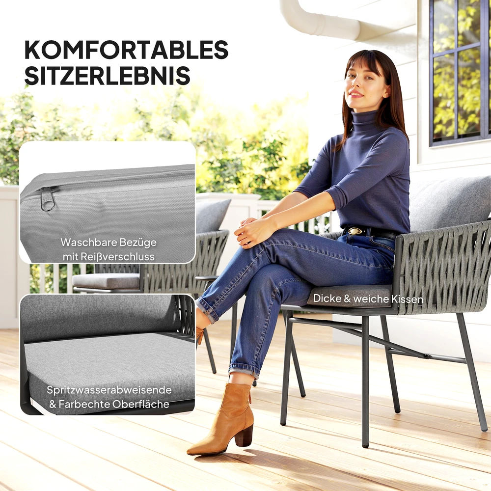Lauko baldų komplektas Aosom 3 dalių sodo bistro baldų komplektas, 2 kėdės, 1 stalas, pilkas