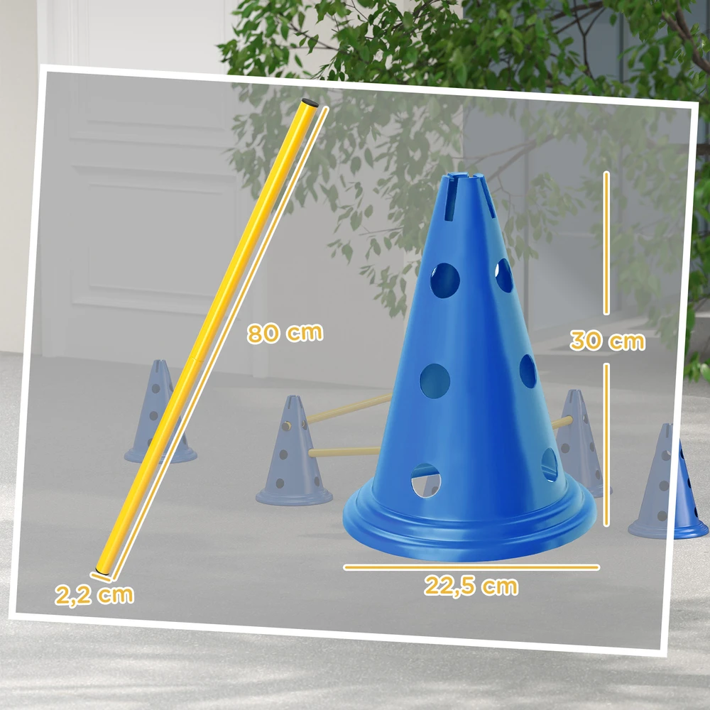 Aosom 3 dalių šunų agility barjerų rinkinys, mėlyna ir geltona, plastikas