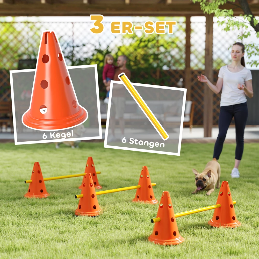 Aosom 3 dalių šunų agility kliūčių rinkinys, oranžinė / geltona, ABS, 80 x 22,5 x 30 cm