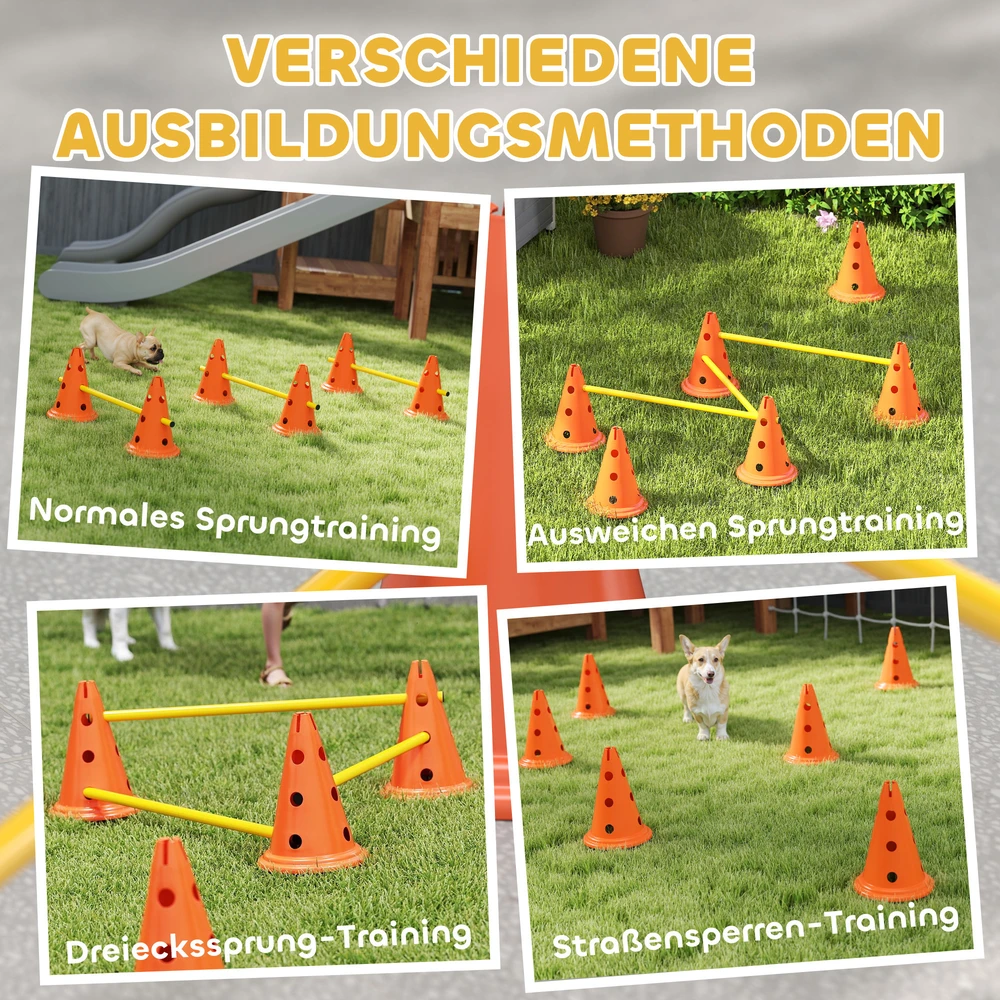 Aosom 3 dalių šunų agility kliūčių rinkinys, oranžinė / geltona, ABS, 80 x 22,5 x 30 cm
