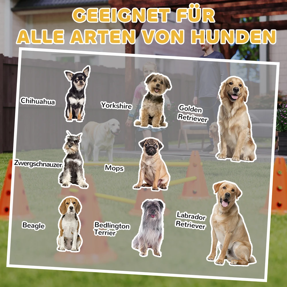 Aosom 3 dalių šunų agility kliūčių rinkinys, oranžinė / geltona, ABS, 80 x 22,5 x 30 cm