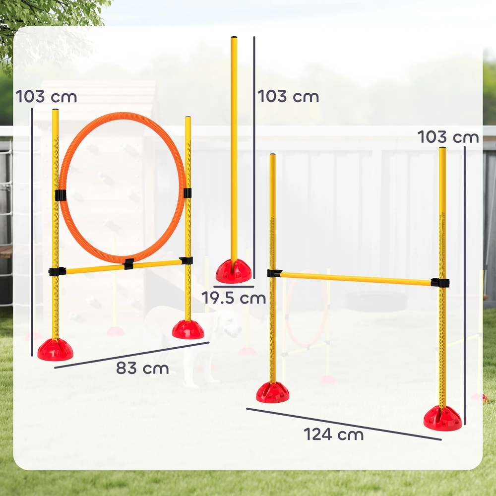 Aosom 3 dalių šunų agility rinkinys, geltonas ir oranžinis, plastikas