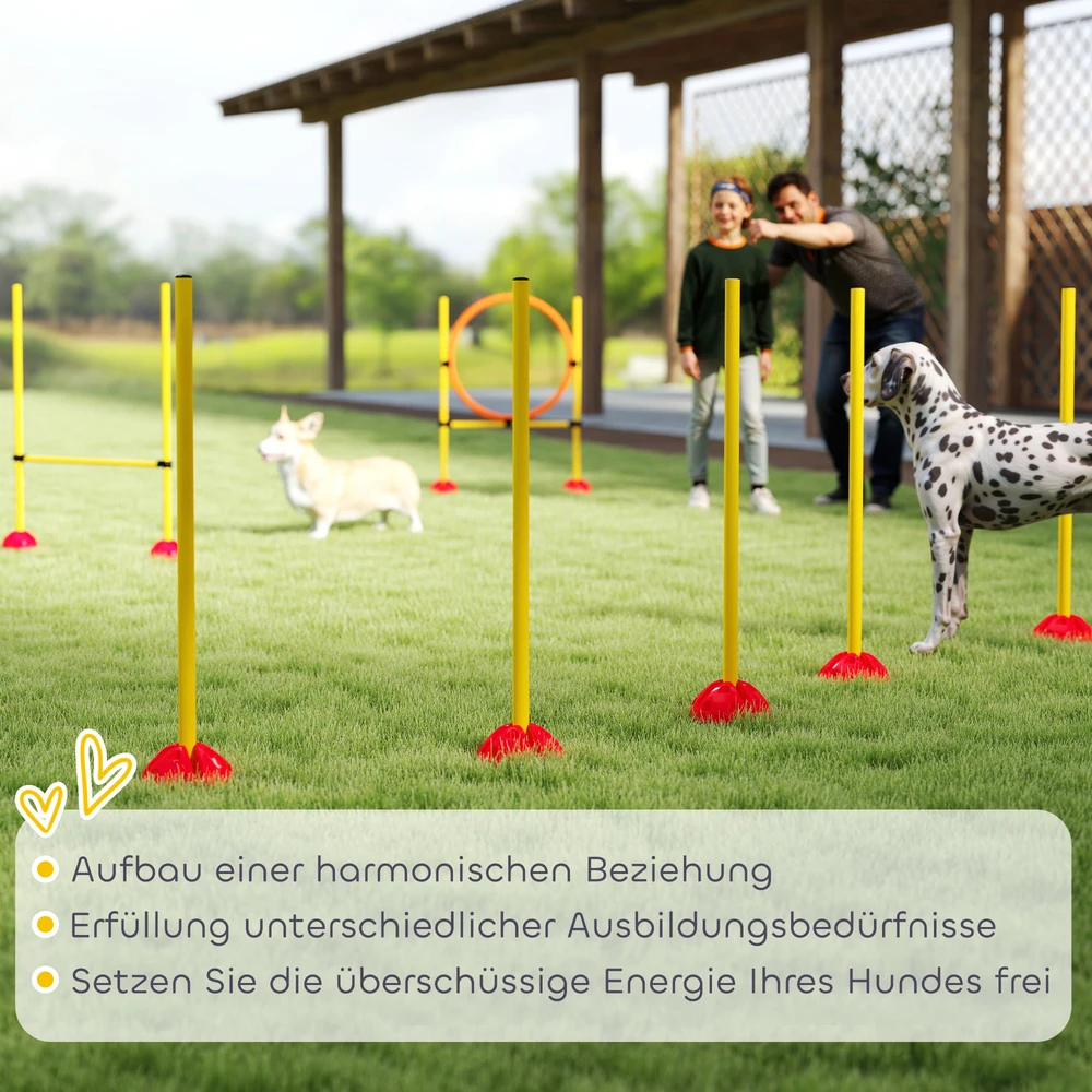 Aosom 3 dalių šunų agility rinkinys, geltonas ir oranžinis, plastikas